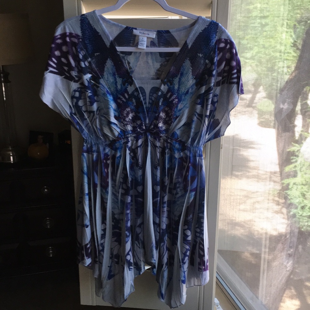 Blue and Purple Women's Top